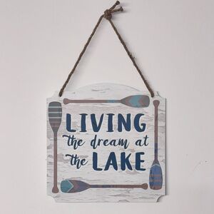 Charming Lake House Wall Art - Blue and Brown